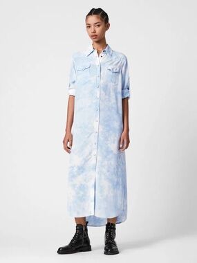 AllSaints Off-White Collared Shirt Jacket